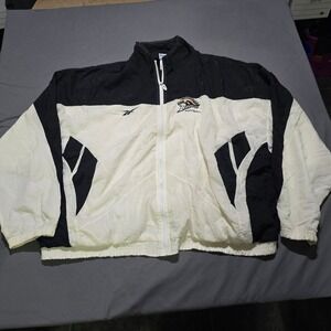 Reebok Windbreaker Jacket Men 3XL White Black Broncos Football Vintage 90s Zip